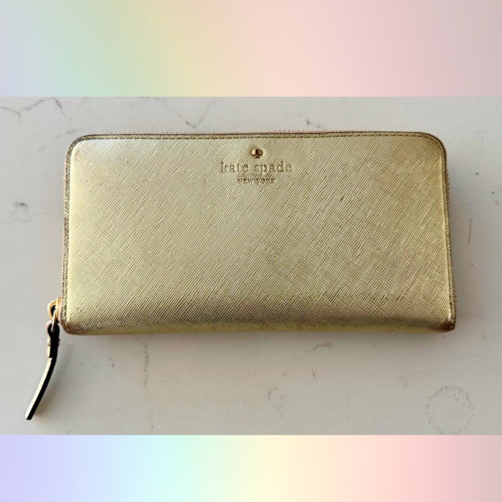 Kate Spade Gold Metallic Continental Wallet